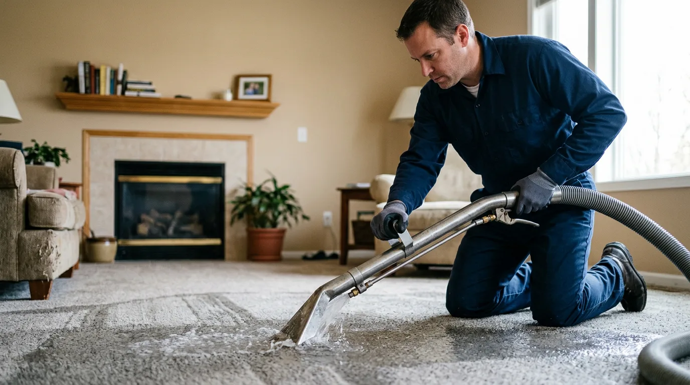 Water damage restoration technician working near Bloomingdale, NJ